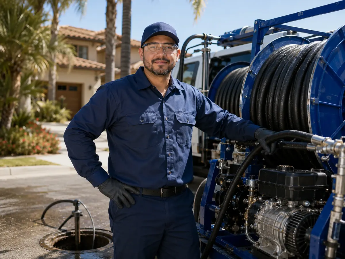 Hydro jet sewer cleaning in Biola